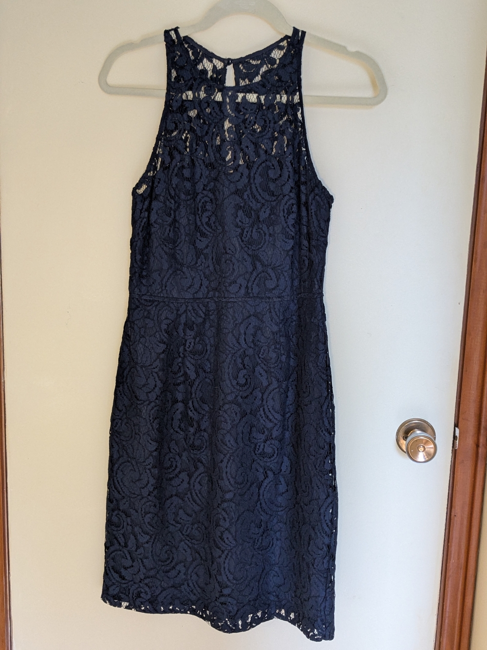 J. Crew Navy Lace Cocktail Dress  - Halter Neck